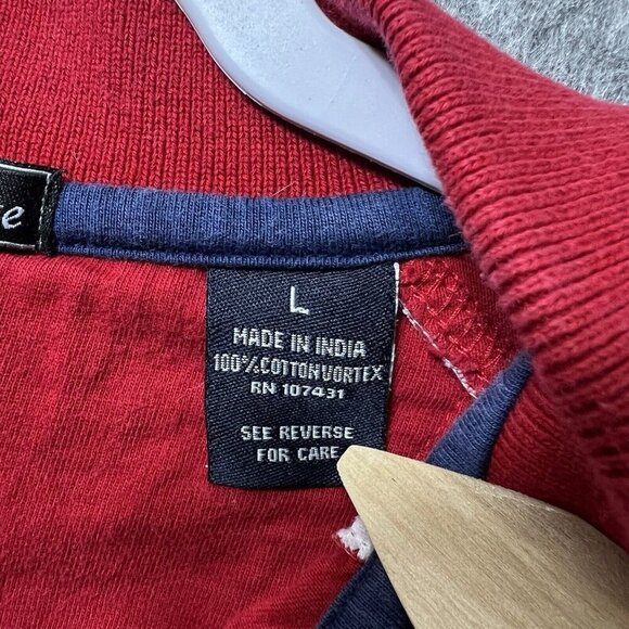 McKenzie Pointe Polo Shirt Mens Large Red‎ White Short Sleeve Raglan Color Block - Picture 4 of 7